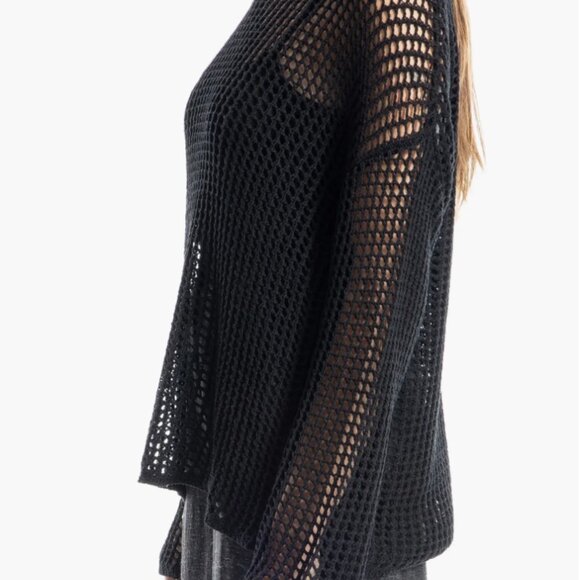 MAX STUDIO Oversize Open Knit Black Sweater Oversized Small - Picture 2 of 5